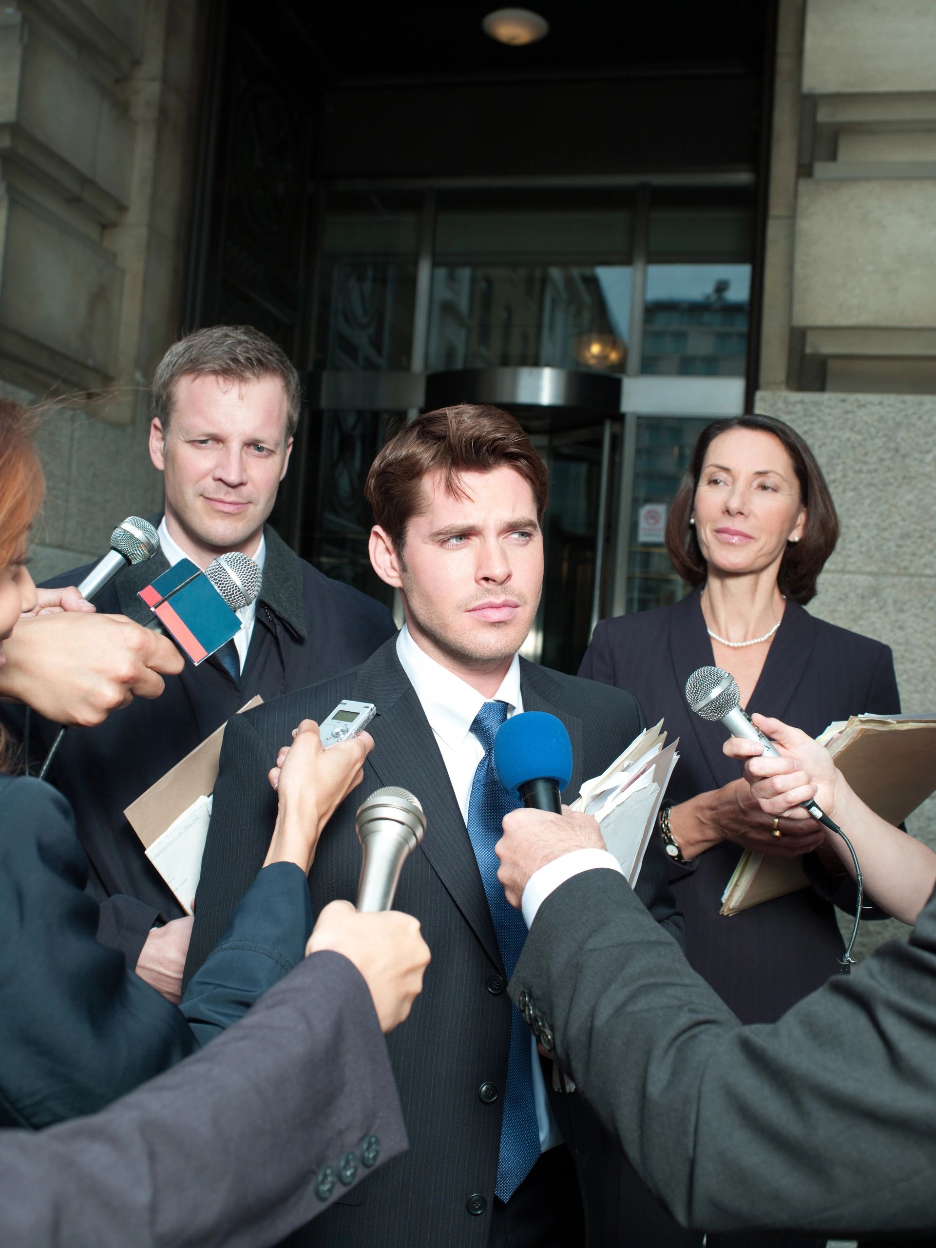 Media team covering a live report